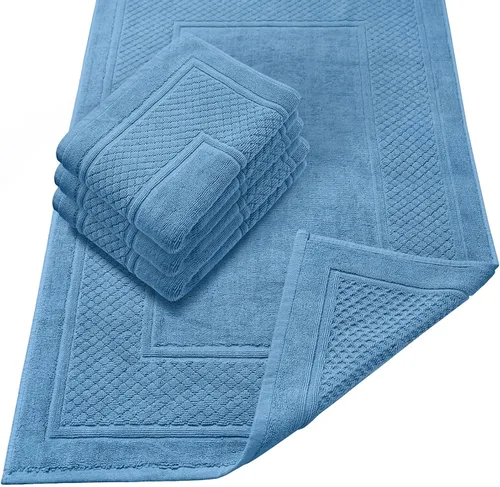 Vista 22 de Avalon Towels Juego de 2 tapetes de baño absorbentes 100% algodón, color beige, tapetes de baño de secado rápido para baños (22 x 34 pulgadas)
