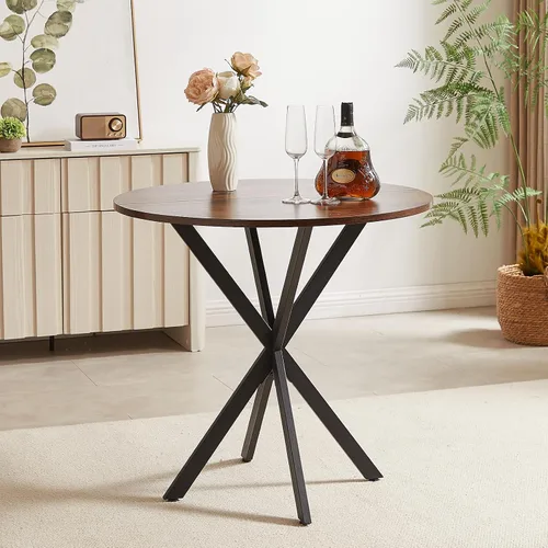 Vista 3 de Mesa de comedor redonda pequeña de 31.5 pulgadas para 2-4, mesa de cocina redonda para espacios pequeños, mesa de comedor circular