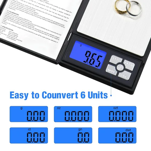 Vista 2 de UNIWIGH - Báscula digital de bolsillo de 0.00 oz de precisión, 17.64 oz de alta precisión, peso digital de cocina gramo y oz para alimentos, joyas