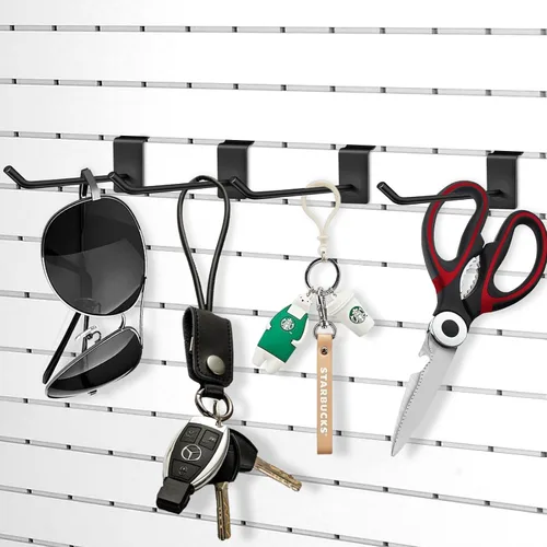Vista 5 de 100 ganchos de pared de rejilla, ganchos resistentes de 4 pulgadas, ganchos para colgar en la pared de listones, accesorios de pared para garaje