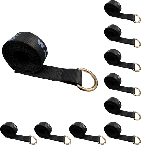 Vista 24 de Mega Cargo Control 1 paquete de correas de lazo de anillo D, amarres de remolque negros de 2 pulgadas para ensamblajes de elevación de ruedas