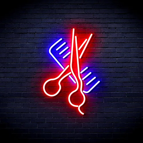 Vista 25 de AdvPro Comb & Scissors Flex Silicone LED Neon Sign - Azul - st16s32-fnu0363-b