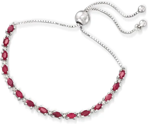 Vista 3 de Ross-Simons Pulsera bolo de piedras preciosas de 4,50 quilates con detalles de diamantes en plata de ley, Gema, multi
