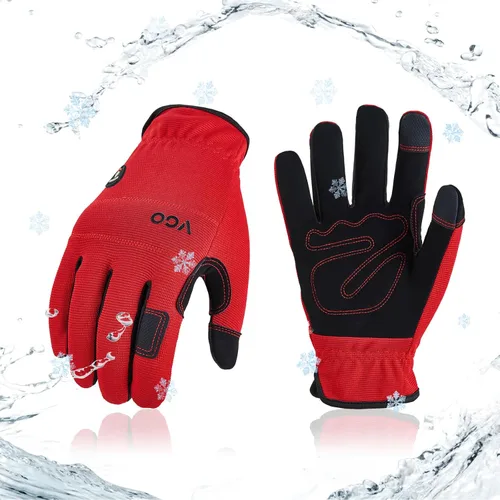 Vista 8 de Vgo... 1Pair 5℃/41°F Winter Work Gloves Men, Cold Weather Waterproof Safety Work Gloves,Cold Storage or Freezer Glove Gris