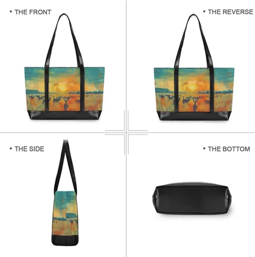 Vista 5 de Sunset Deers - Bolsas para computadora con clase con cremallera para universidad con pañal maletín ejecutivo para mujer