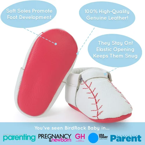 Vista 3 de BirdRock Baby - Mocasines sin bordes de piel auténtica, para niños y niñas, recién nacidos, bebés, infantes