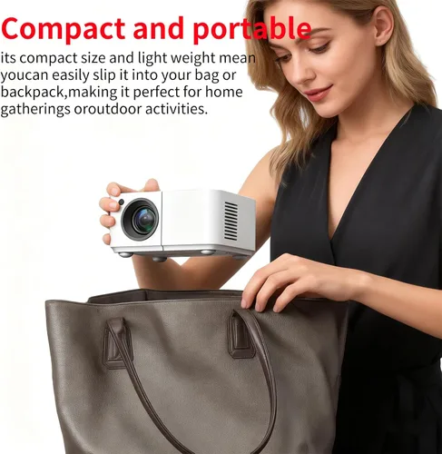 Vista 3 de Mini proyector con WiFi y Bluetooth【Keystone automático y enfoque eléctrico y giratorio】Proyector con soporte integrado Proyector Android adecuado