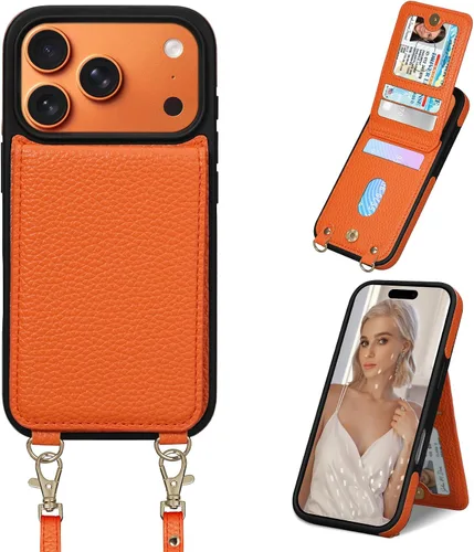 Vista 17 de Funda para iPhone 12 Pro/12, 6.1'', Funda Cartera Cruzada Desmontable con Ranuras para Tarjetas con Bloqueo RFID, Anillo de Soporte 360, Funda Negro