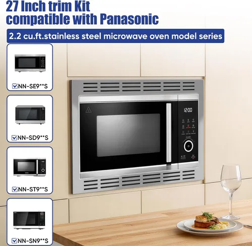 Vista 7 de NN-TK922SS - Kit de molduras de microondas de 27 pulgadas para horno microondas integrado de 2.2 pies cúbicos, kit de molduras de microondas