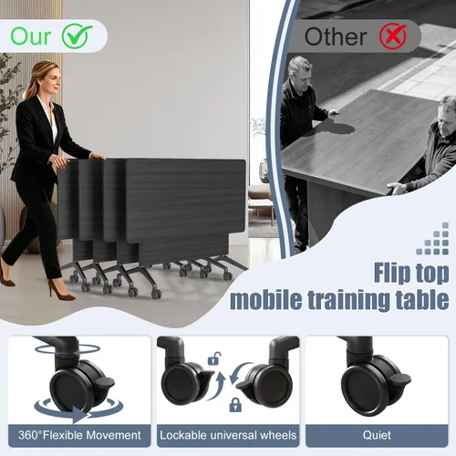 Vista 5 de 4 Pack Folding Conference Tables,47.2" Mobile Training Tables Grey