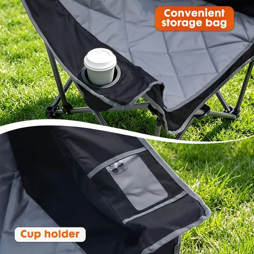 Vista 5 de EMERIT Paquete de 2 sillas de campamento acolchadas de gran tamaño, resistente capacidad de 450 libras, silla cuádruple plegable al aire libre