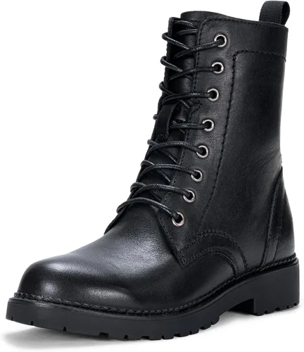 Vista 12 de Vepose Botas militares de combate para mujer, botas planas de tobillo en negro, con cremallera interior, estilo 925