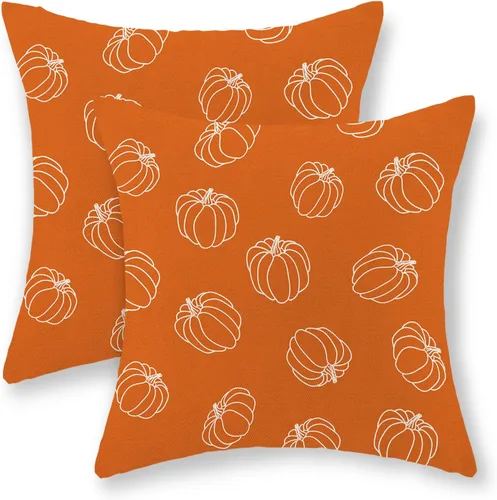 Vista 43 de Juego de 2 fundas de almohada de Halloween de 16 x 16 pulgadas, fundas de almohada de murciélagos negros y crema, fundas de cojín decorativas