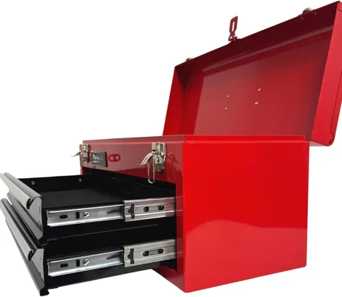 Vista 5 de Homak Caja de herramientas con rodamientos de bolas de 2 cajones, color rojo, 20 pulgadas