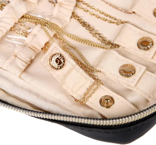 Vista 5 de Angelina's Palace Pequeño estuche organizador de joyas impermeable, bolsa de almacenamiento de viaje de cuero vegano, regalos de dama de honor