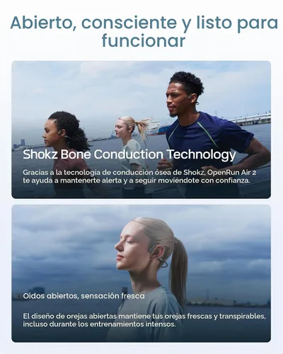 Vista 3 de SHOKZ OpenRun Air 2 Mini Bone Conduction Auriculares Bluetooth de oreja Negro