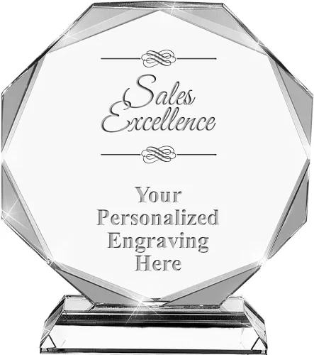 Vista 16 de Premio de cristal personalizado de 6.75 pulgadas con grabado - Premios de trofeos personalizados