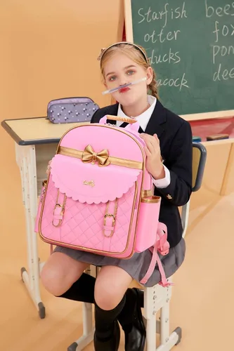Vista 2 de Mochila impermeable de PU para niños de la escuela primaria