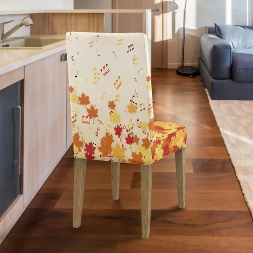 Vista 7 de Rnyleeg Juego de 1 fundas para sillas de comedor de otoño, diseño de hojas, para sala de estar, sin brazos, funda elástica para silla de cóctel