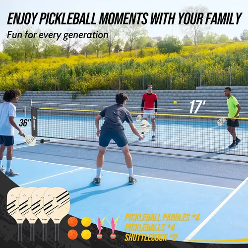 Vista 3 de 3-in-1 Volleyball Badminton Pickleball Net Set Adjustable Height Negro