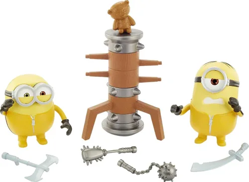 Vista 5 de Minions: The Rise of Gru Movie Moments Martial Arts Minions: Figura de acción de aproximadamente 4 pulgadas, juguete interactivo con articulación