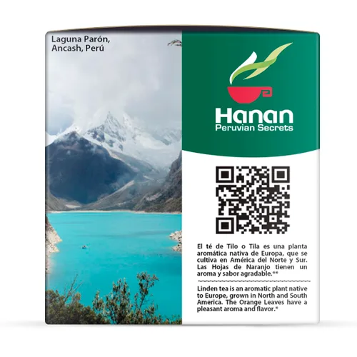 Vista 6 de Hanan Peruvian Secrets Té de hierbas de tilo y naranja, 100% natural, 25 bolsas de té