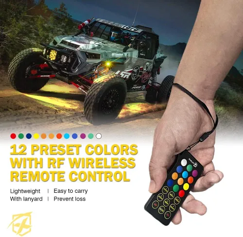 Vista 4 de Xprite - Kit de luces LED RGBW con Bluetooth y control remoto inalámbrico, luces de neón multicolor para vehículos, luces para ruedas y bajos