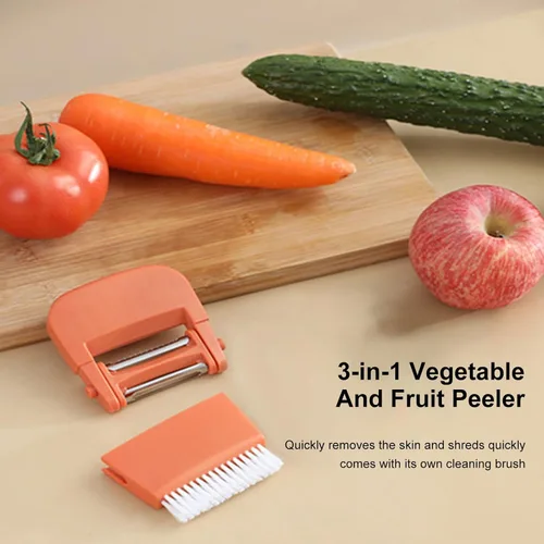 Vista 2 de 3 piezas de tazas de frutas y 1 pelador, cortador de taza, cortador de fresa, huevo y plátano, rebanador de plátano, para hacer rápidamente ensalada