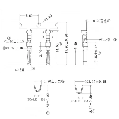 Vista 6 de 200 piezas (100 pares) chapadas en oro DB de 0.08 pulgadas macho hembra para conectores de crimpado D-Sub DB9, DB15, DB25, DB37, DB50