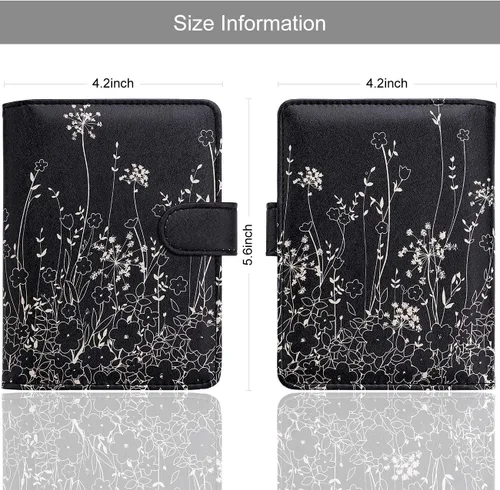 Vista 4 de WALNEW Funda para pasaporte, funda para pasaporte, tarjeta, cartera, C-black Flowers, Estilo C