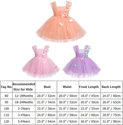Vista 7 de Vestido de cumpleaños de mariposa para niñas pequeñas, vestido de tul alto y bajo de tul para bautizo, fiesta de boda, vestidos de tul para sesión