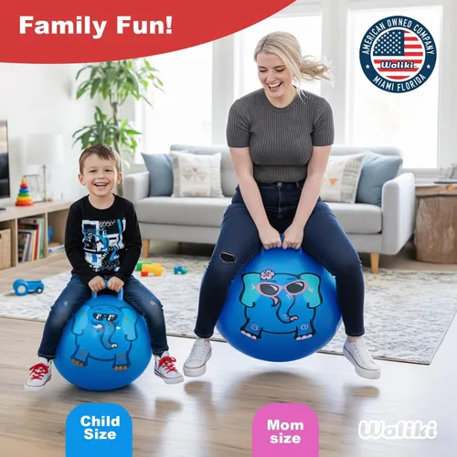 Vista 5 de WALIKI Pelota de Salto para Niños y Niñas de 3 a 6 años Bola de Saltar Hippity Hop Regalo de Cumpleaños Genial Azul 45,7 cm