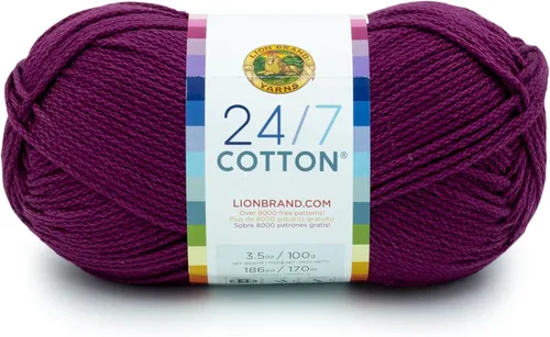Vista 63 de Lion Brand Yarn - Hilo ligero 24/7 de algodón para tejer, hacer ganchillo y manualidades, Ámbar, paquete de 1 Light Worsted 100% Mercerized Cotton