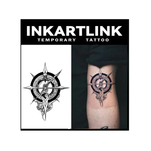Vista 5 de INKARTLINK Tattoo Tech, 2 hojas de tatuaje semipermanente mediano, tatuajes temporales de diseño artístico para adultos, dura 1-2 semanas, Barco