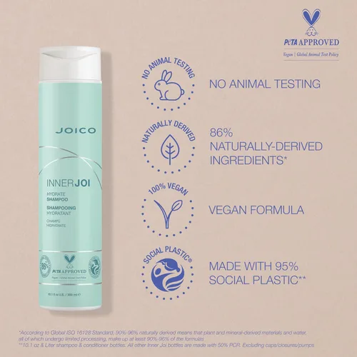 Vista 5 de Joico InnerJoi Hydrate Shampoo For Dry Hair & Scalp Sulfate & Paraben Free Naturally-Derived Vegan Formula