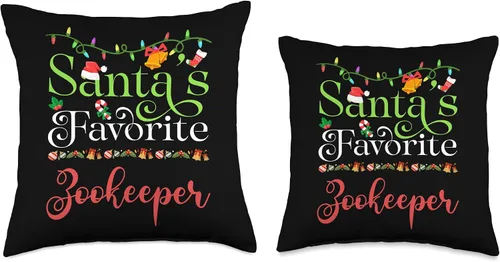 Vista 3 de Santa's Worker Holiday Threads Santas Favorite Zookeeper Holiday Top Elf Profession Throw Pillow, 16x16, Multicolor