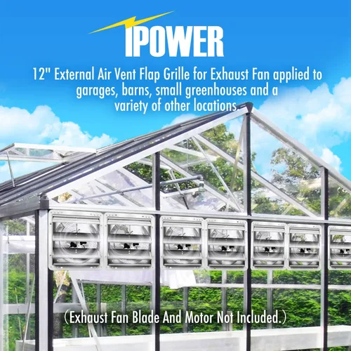 Vista 6 de iPower Rejilla de ventilación automática de aluminio cuadrado de 12 pulgadas, color plateado