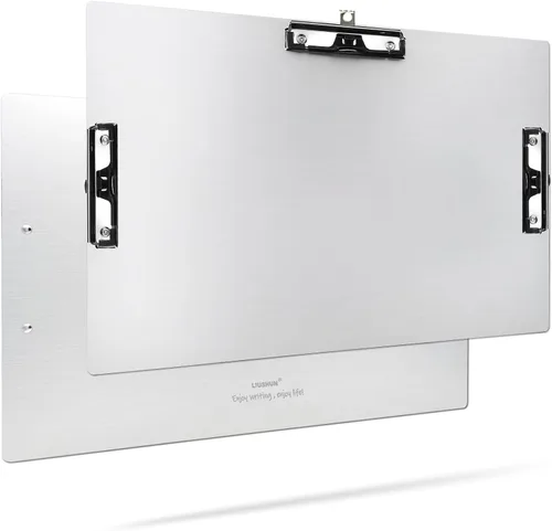 Vista 8 de Portapapeles de aluminio de 11 x 17 pulgadas, de metal inoxidable, colgable, portapapeles de arte, tablero de clip extra grande para talleres