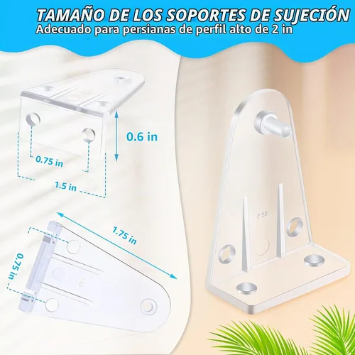 Vista 2 de Maitys 4 soportes de sujeción para persianas horizontales transparentes