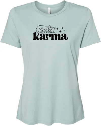 Vista 24 de Cute Women's Screen Printed Crew Neck Tee, Shirts With Sayings, Dusty Blue or Olive