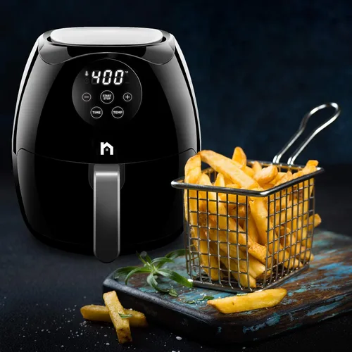 Vista 5 de Freidora de aire digital de 3.5 litros con cesta plana, freidora de aire con pantalla táctil, cesta antiadherente apta para lavavajillas, utiliza