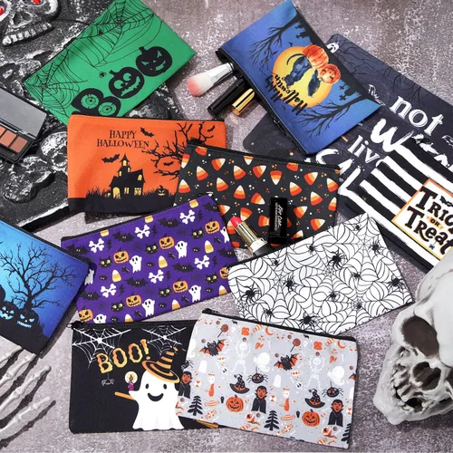 Vista 6 de Reginary 20 bolsas de cosméticos de Halloween, bolsas de regalo para niños, niñas y mujeres, organizador de artículos de tocador