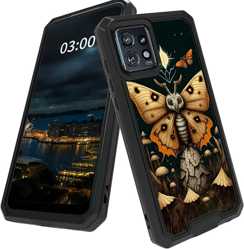 Vista 12 de Funda para Motorola Edge Plus para Moto Edge Plus 2023 con diseño de patrón de mariposa artística a prueba de caídas de policarbonato duro de doble