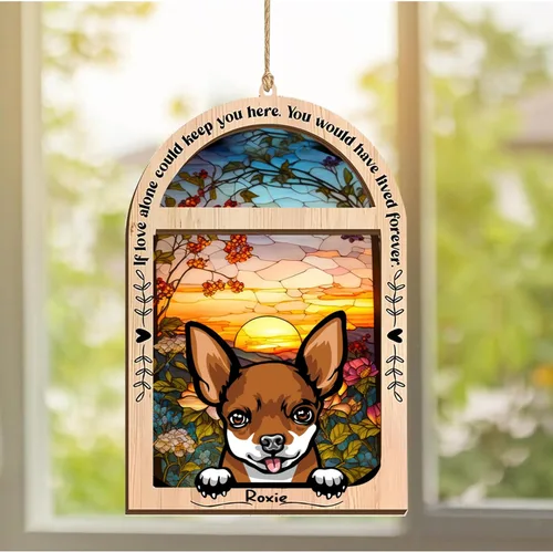 Vista 376 de LOVELYPOD Adorno de Navidad personalizado de sabueso afgano, atrapasoles con nombre, regalos de pérdida de mascotas, regalos para amantes