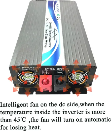 Vista 4 de Inversor de corriente de onda sinusoidal pura de 3000 W fuera de la red, 48 V CC a 110 V 120 V CA con pantalla LCD para autocaravana, camping