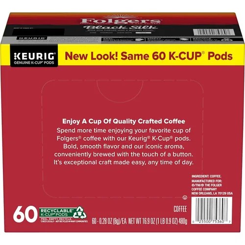 Vista 3 de Folgers Black Silk Coffee, tostado oscuro, cápsulas Keurig K-Cup, 60 unidades 6 cajas (10 unidades), café tostado oscuro, compatible con cafeteras