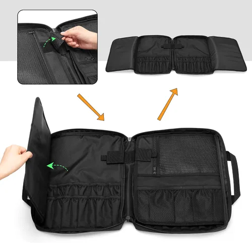 Vista 3 de samdew Bolsa para cuchillos de chef con más de 20 ranuras, estuche de almacenamiento de chef profesional con orificio de bloqueo y múltiples