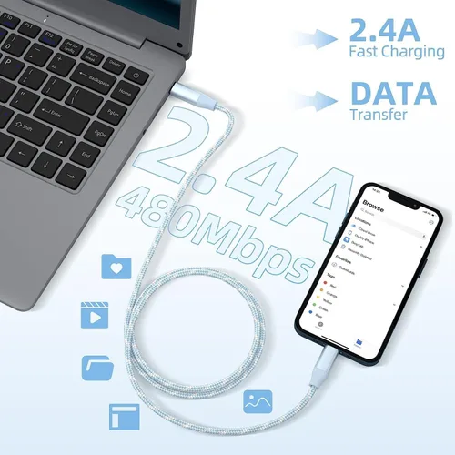 Vista 6 de MenoSupp Paquete de 3 cables USB C a Lightning de 6 pies de carga rápida para iPhone de carga rápida tipo C a Lightning para iPhone 14 13 12 11 Pro