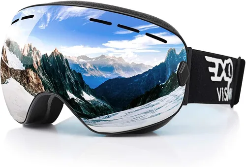 Vista 10 de EXP VISION Gafas de esquí de snowboard para hombres, mujeres y jóvenes, antiempañamiento OTG, gafas de nieve de invierno, lentes desmontables