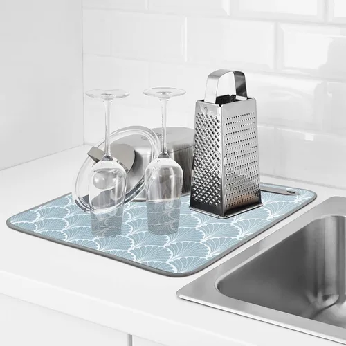 Vista 6 de SHIYUE Tapete de secado de platos para encimera de cocina, súper absorbente, decoración de cocina de primavera, tapete de secado de microfibra